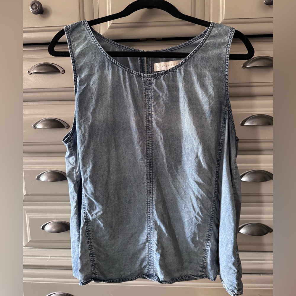 STATEMENT Light Blue Washed Denim Tank Top